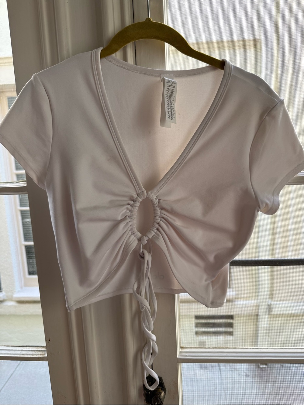 ALO Yoga White  Gathered Crop Top